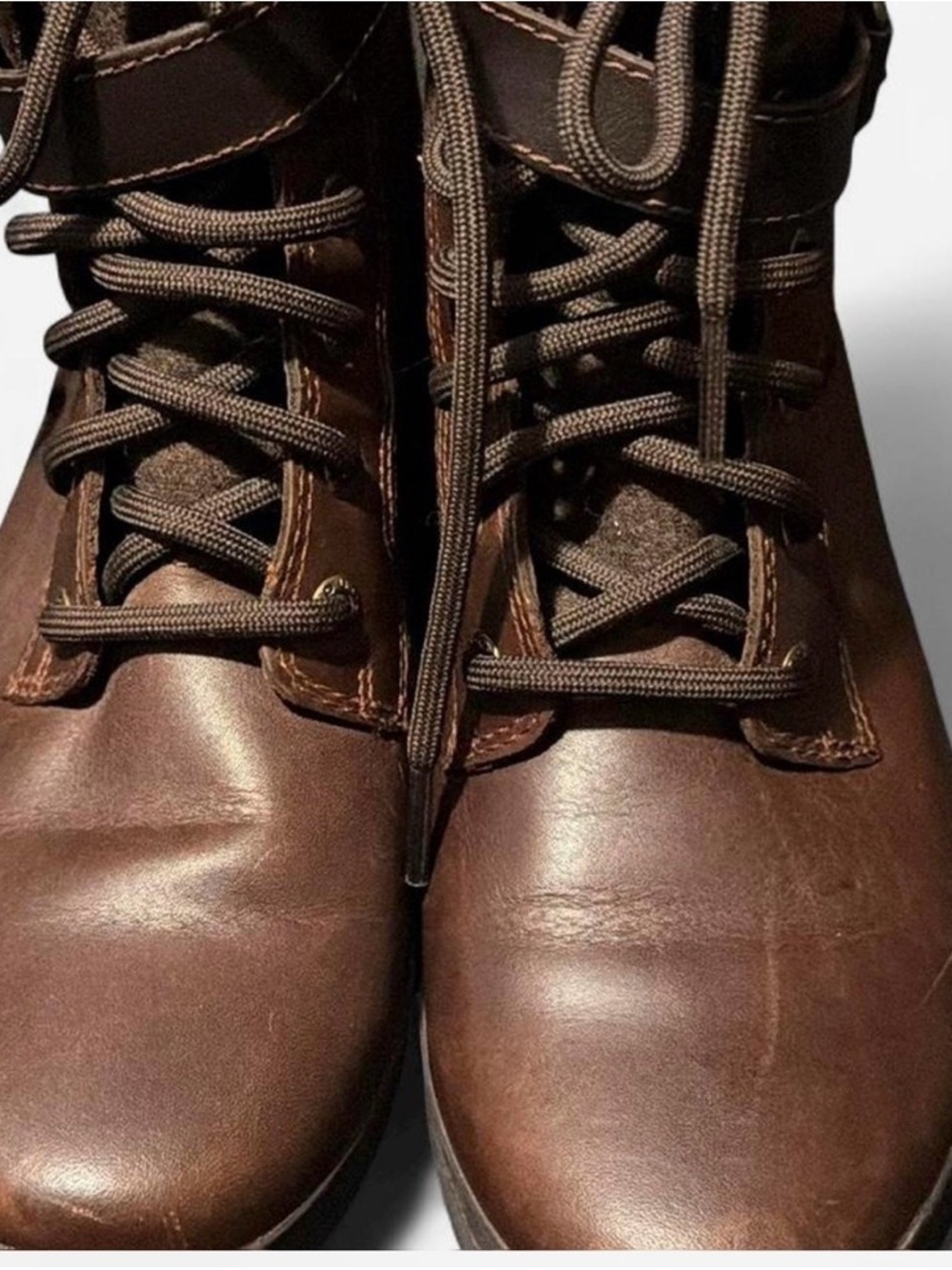 UGG Brown Leather & Wool Lace-Up Ankle Boot with Buckle - Picture 8 of 8